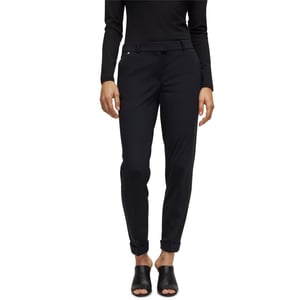Women's Boss Solid Patterned Straight Chinos in Black 001