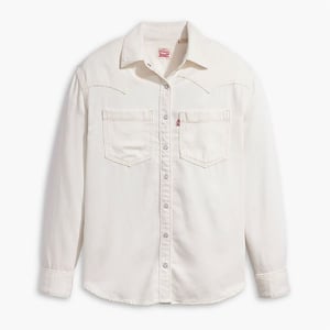 Women's Levis Teodora Western Long Sleeve Denim Shirt in Ecru Crew 6