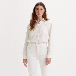Women's Levis Teodora Western Long Sleeve Denim Shirt in Ecru Crew 6