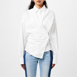 Women's Diesel C Siz N2 Shirt With Embossed Logo in Bright White
