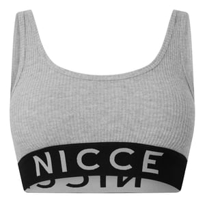 Women's Nicce Lull Scoop Neck Cropped Snug Fit Bra in Grey Marl