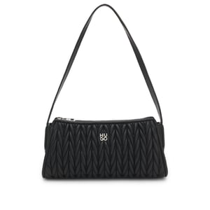 Accessories Hugo Chris Textured Hobo Bag with Silver Tone Hardware in Dark Brown