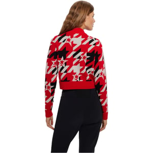 Women's Boss Zip Neck Long Sleeve Regular Fit Sweater in Red