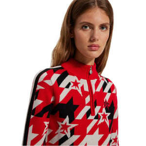 Women's Boss Zip Neck Long Sleeve Regular Fit Sweater in Red