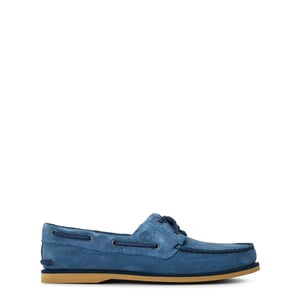 Men's Timberland Classic Textured Lace Up Boat Shoes in Med Blue Suede
