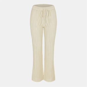 Women's Noisy May Ribbed Flared Pajama Pants in Birch