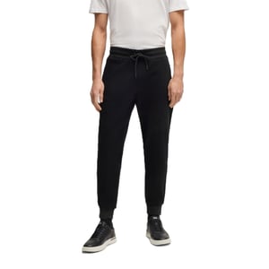 Men's Boss Lamont Solid Patterned Slim Joggers in Black
