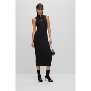 Women's Hugo Nerie High Neck Midi Bodycon Dress in Black