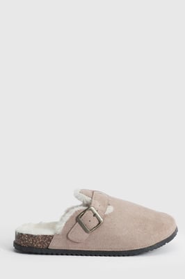 Melinda Faux Suede Fur Lined Closed Toe Footbeds