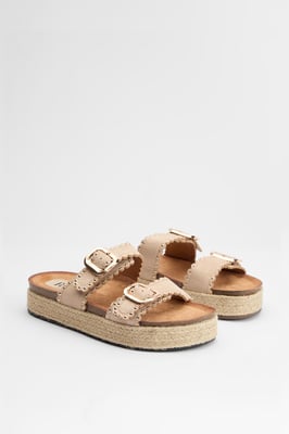 Faith: Daphne Faux Suede Double Boucle Footbed Sandals