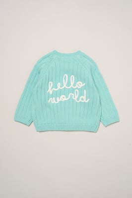 Hello World Embroidered Knitted Cardigan