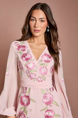 Sequin Embellished And Embroidered High Low Maxi Dress