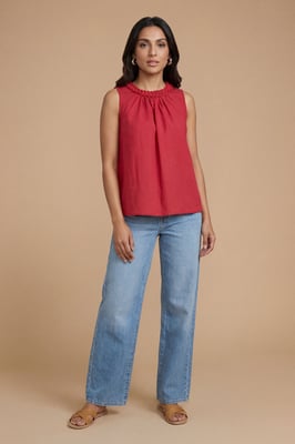 Relaxed Embroidered Bubble Hem Top