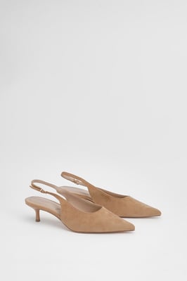 Jess Faux Suede Kitten Heel Slingback Court Shoes