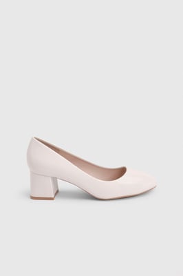 Good For the Sole:  Bea Faux Patent Leather Medium Block Heel Court Shoes