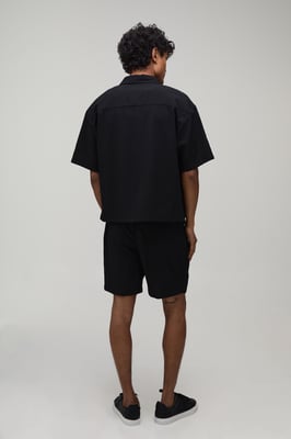 Stripe Seersucker Oversized Boxy Shirt & Relaxed Short Set