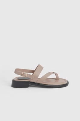 Faith: Isabelle Faux Leather Toe Loop Chunky Flat Sandals