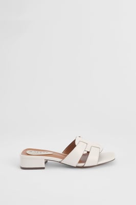Lyla Faux Leather Interwoven Low Block Heeled Mules