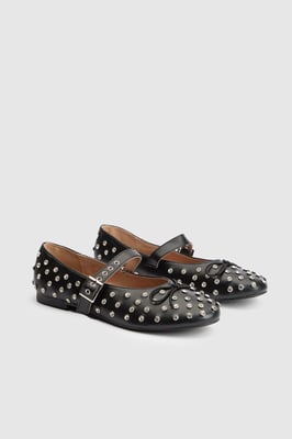 Faith: Gracie Faux Leather Diamante Studded Mary Jane Ballerinas