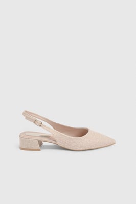 Tamara Low Block Heel Slingback Pointed Ballerinas