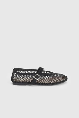 Faith: Alice Mesh Detail Mary-Jane Ballet Pumps