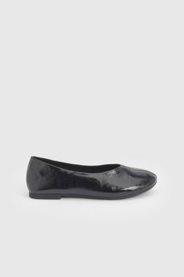 Faith: Bonnie Faux Patent Leather Seam Detail Ballet Pumps