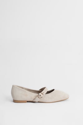 Matilda Faux Suede Mary-Jane Soft Ballet Pumps