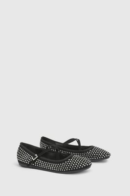Faith: Lucinda Faux Suede Cross Strap Diamante Ballerinas