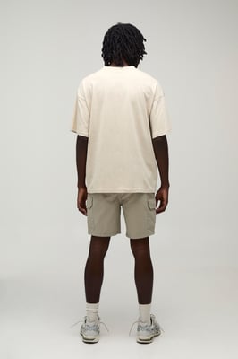 Slim Fit Elasticated Mid Length Twill Cargo Shorts