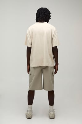 Baggy Fit Elasticated Twill Cargo Shorts