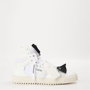 Women's Off White 3.0 Hi Top Lettering Lace-Up Sneakers in White/Black