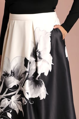 Plus Satin Midi Skirt With Placement Print
