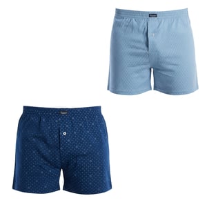 Pack med 2 par essentiella bomullsboxershorts för män med elastisk midja A0100