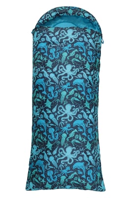 'Apex' Square Patterned Sleeping Bag Mini Camping Summer Holiday Travel Blue
