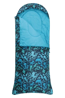 'Apex' Square Patterned Sleeping Bag Mini Camping Summer Holiday Travel Blue