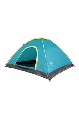 Festival Fun 4 Man Tent with Sewn In Groundsheet Water Resistant Camping Accessory Light Blue