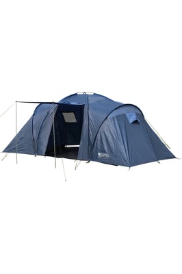 'Holiday' Waterproof 6 Man Tent with Air Vents Mesh Door for Family Camping Medium Blue