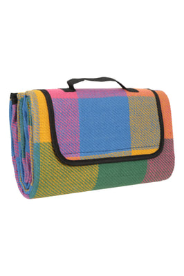 'Check' Picnic Mat Water Resistant Summer Camp Outdoors Rug Multicolour