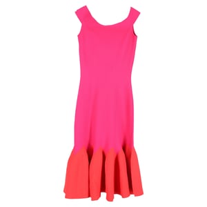 Alexander Mcqueen Jaccquard Knit Midi Off-Shoulder Dress in Pink Viscose