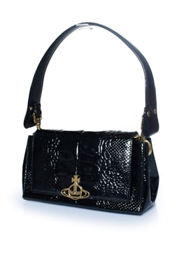 Vivienne Westwood, Croc embossed black hazel bag