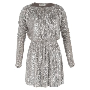 Saint Laurent Bateau-ringning med paljetter i silverfärgad polyester