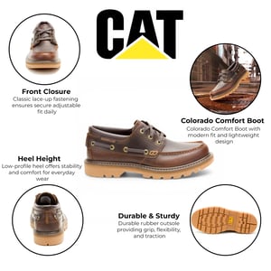 CAT (Caterpillar) Mens Tan Brown Leather Hiking Ankle Boots - Colorado Boat-Mid