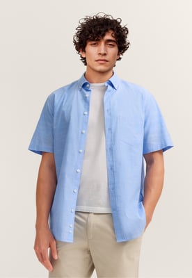Bugatti Herren Overhemd met korte mouwen, modern fit, met button-downkraag
