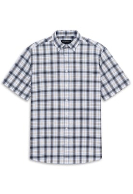 Bugatti Herren Korte mouwen shirt Modern Fit met ruitjespatroon