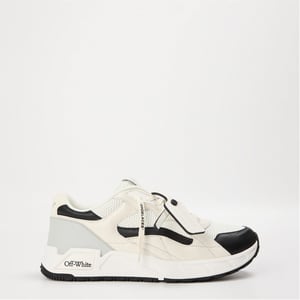 Men's Off White Round Toe Flat Heel Trainers in White/Black