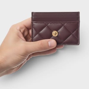 Versace Logo Gequilt Kaart Houder Aubergine