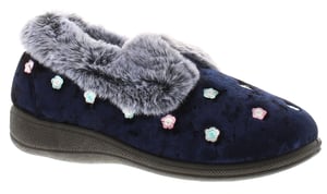 Jo & Joe Womens Slippers Faux Fur Delilah navy