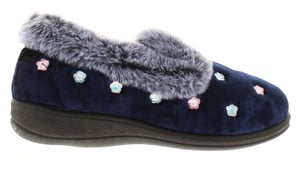 Jo & Joe Womens Slippers Faux Fur Delilah navy
