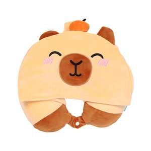 Capybara Travel Pillow With Hood brown
