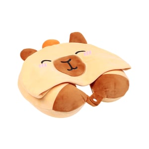 Capybara Travel Pillow With Hood brown